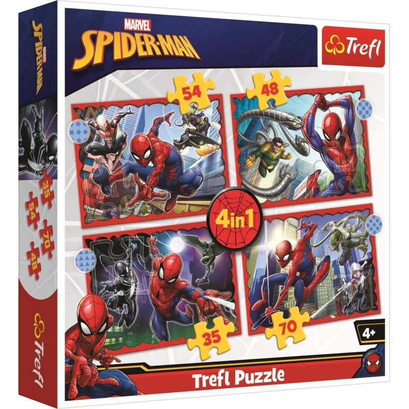 Trefl Puzzle Hrdinský Spiderman 4v1 (35,48,54,70 dielikov)