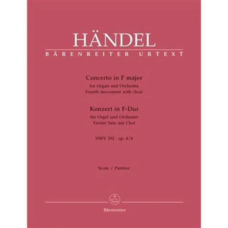 Bärenreiter Koncert pro varhany a orchestr F dur, HWV 292 - op.4/4
