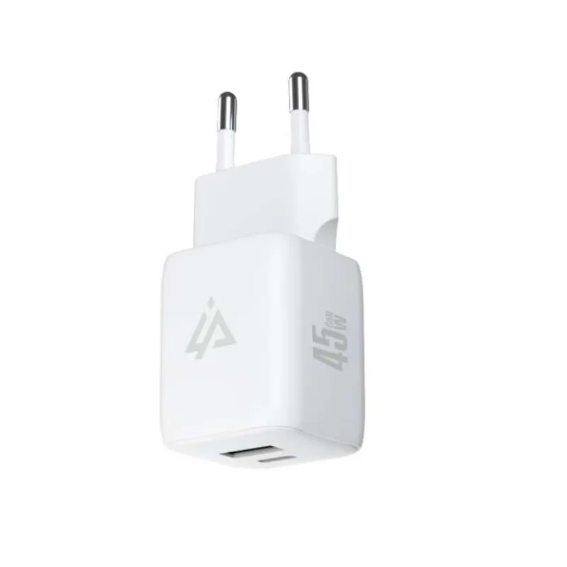GaN SIEŤOVÁ NABÍJAČKA 45W (USB-C + USB-A) BIELA (90010132)