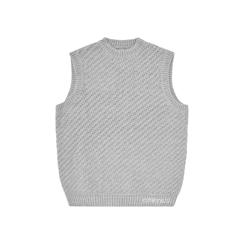 Corteiz Hand Embroidered Knit Vest Grey - XL