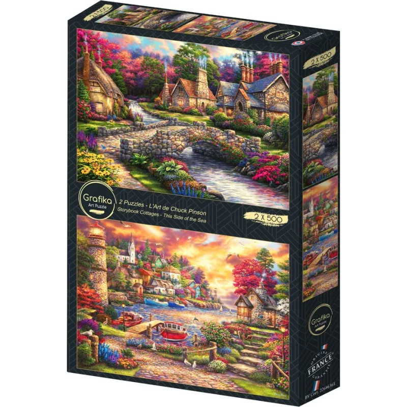 Puzzle Grafika 2x500 dielikov Umenie Chucka Pinsona: Rozprávkové chalupy – Na tejto strane mora