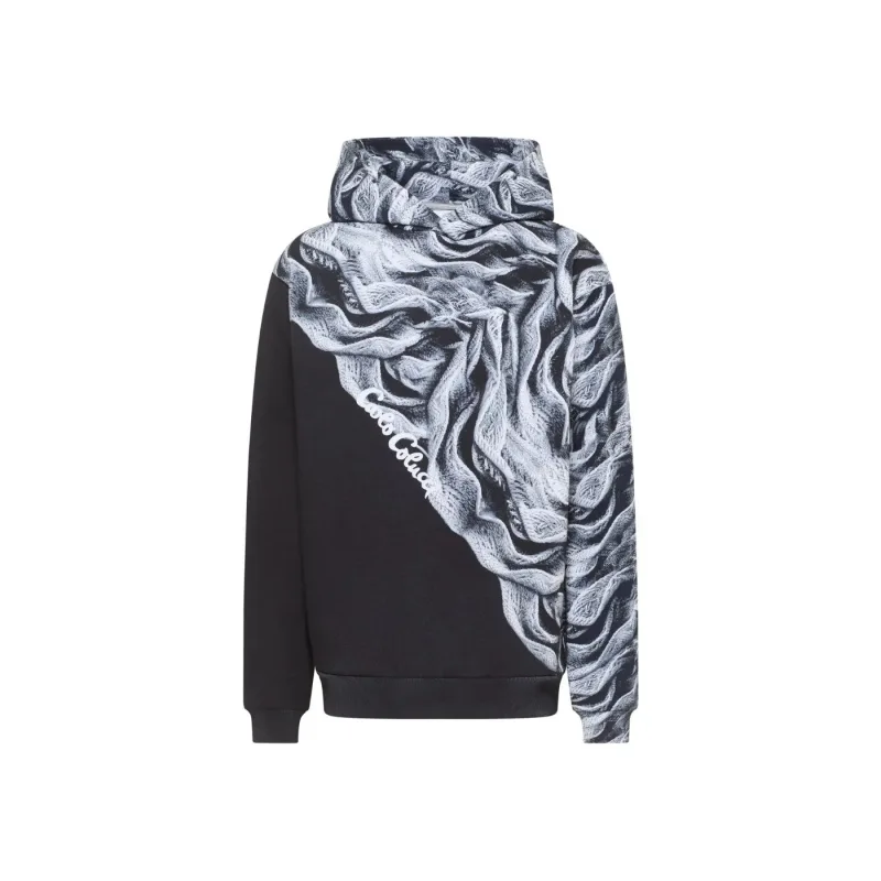 Carlo Colucci Artificial Knit Hoodie Black Grey - XXXL