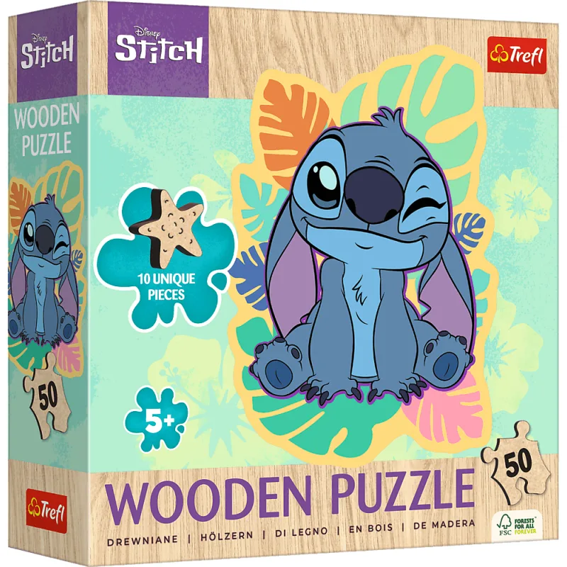 Drevené puzzle Trefl 50 dielikov Veselý Stitch