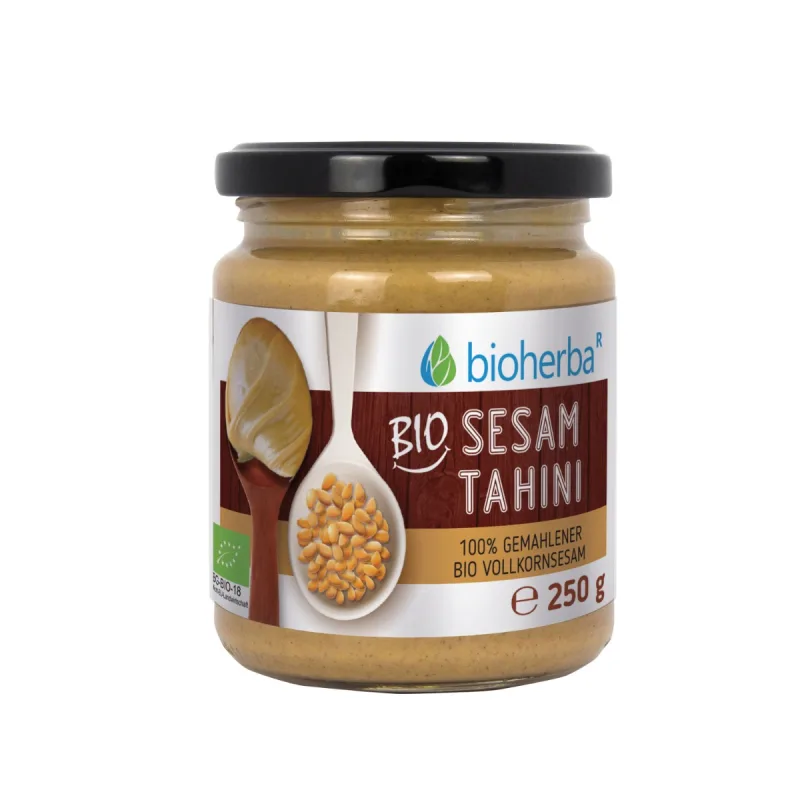 Bioherba 100 % bio sezamové tahini z mletého bio celozrnného sezamu – 250 g –