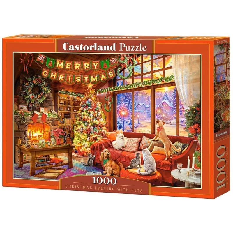 Puzzle Castorland 1000 dielikov Štedrý večer s domácimi miláčikmi