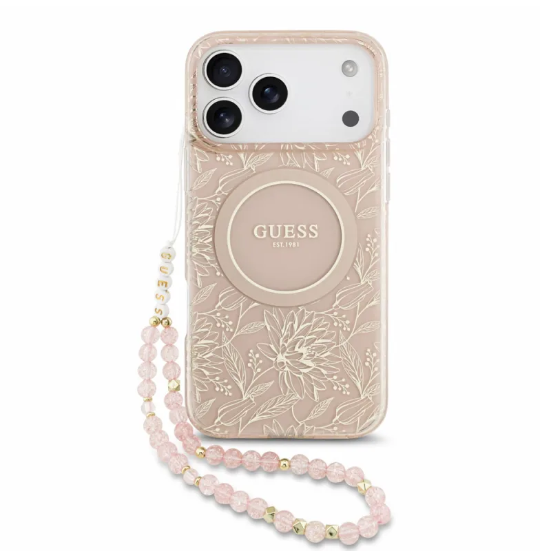 Guess IML Flowers Allover Strap MagSafe kryt iPhone 18 Pro Max ružový…
