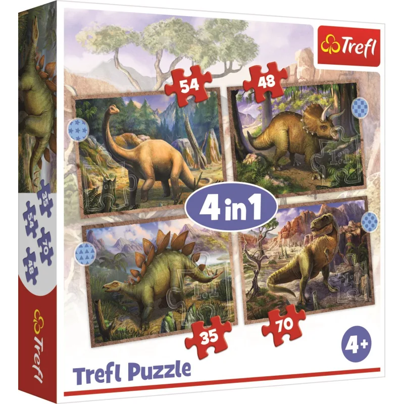 Trefl Puzzle Zaujímaví dinosauri 4v1 (35,48,54,70 dielikov)