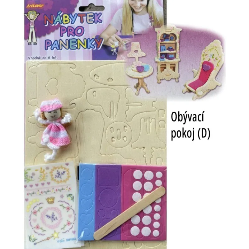 3D drevené puzzle s bábikou ARTLOVER Nábytok: Obývacia izba