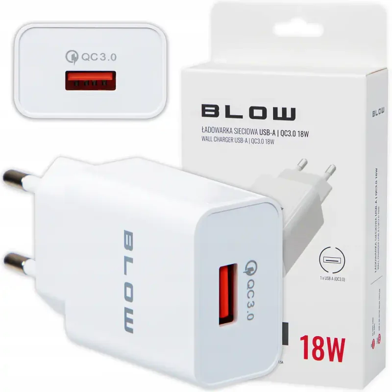 Adaptér BlowSB01 - Nabíjačka USB, QC 3.0, 18W - biela