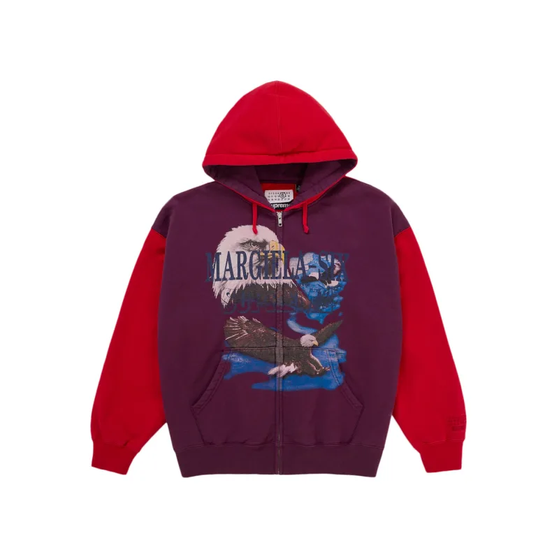 Supreme MM6 Maison Margiela Eagle Zip Up Hooded Sweatshirt Red - M