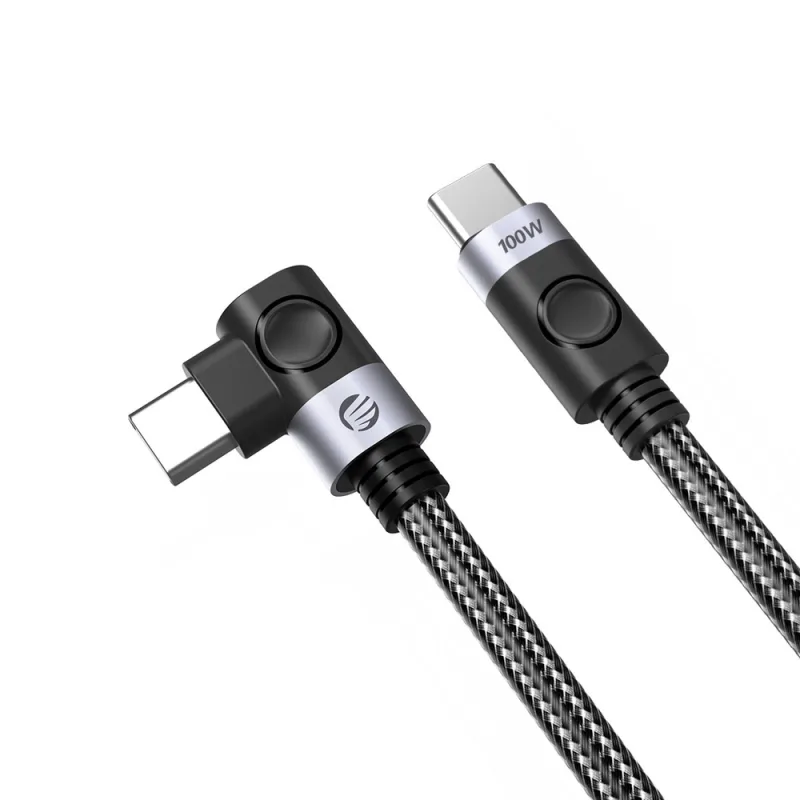 Orico C2CWT USB-C na USB-C PD uhlový kábel 100W 20Gbps 4K 60Hz 2m – čierny