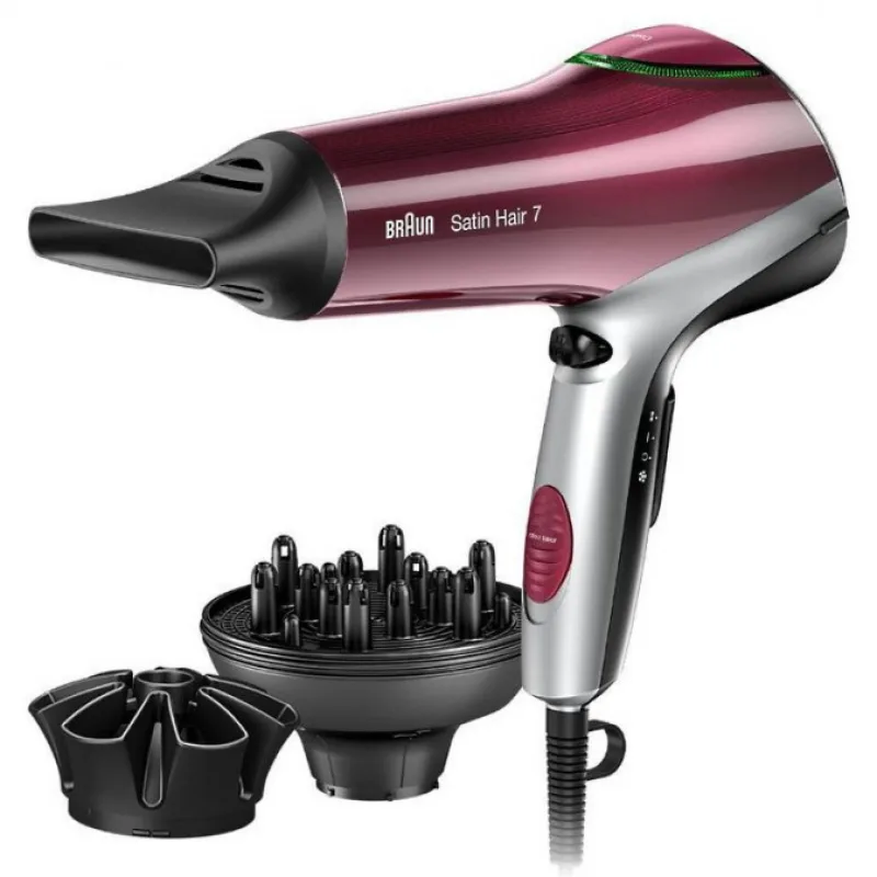 BRAUN HD 770 SatinHair 7 Colour Saver Hair Dryer fén na farbené vlasy 2000W - červený