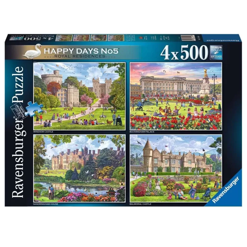 Puzzle Ravensburger 4x500 dielikov Happy Days č. 5: Kráľovské rezidencie