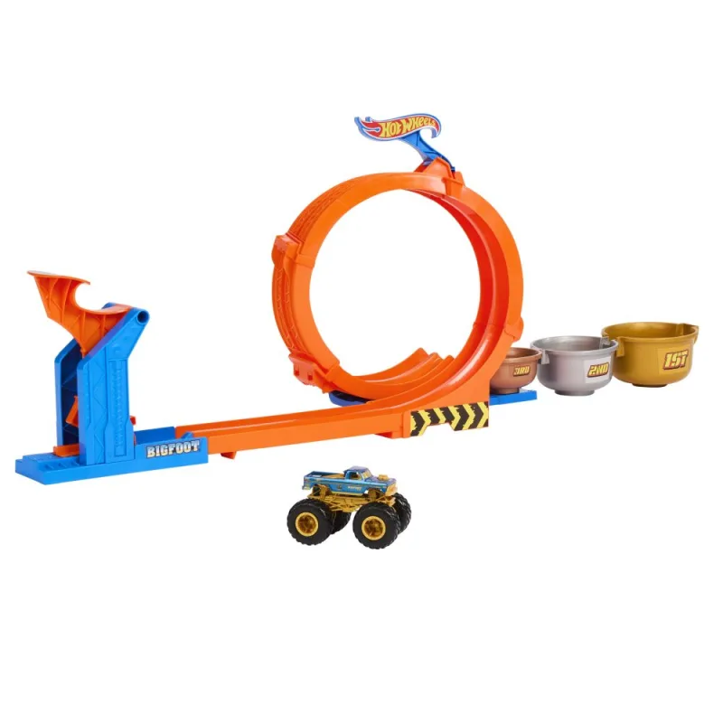 Mattel Hot Wheels monster trucks dráha so slučkou a Bigfootom
