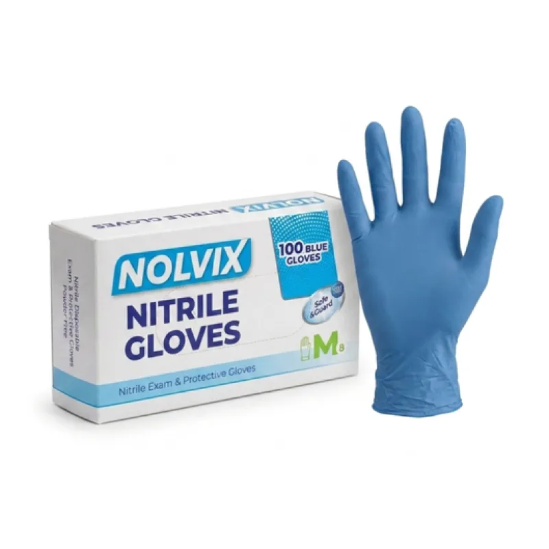 NOLVIX Nitrilové jednorazové rukavice modré M, 100 ks