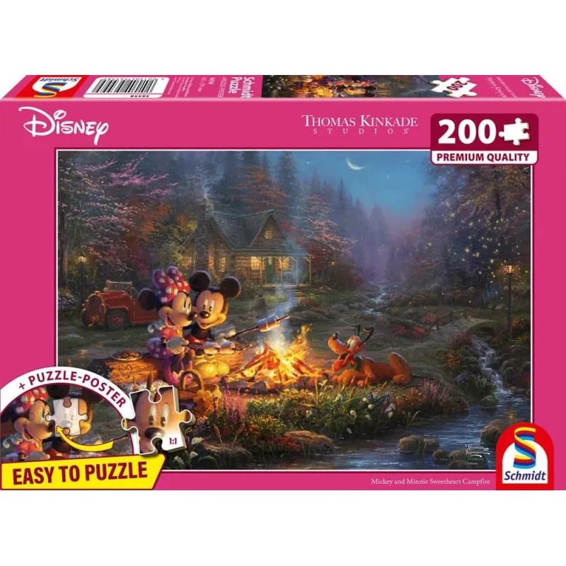 Puzzle pre deti Schmidt 200 dielikov Mickey a Minnie: Táborák pre zamilovaných