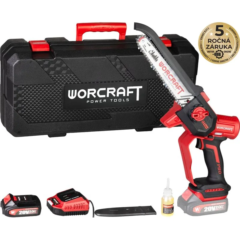 SET Píla Worcraft CHS-S20LiBDM ShareSYS, bezuhlíková, 20V Li-ion, 8" reťaz, mini reťazová, v kufríku