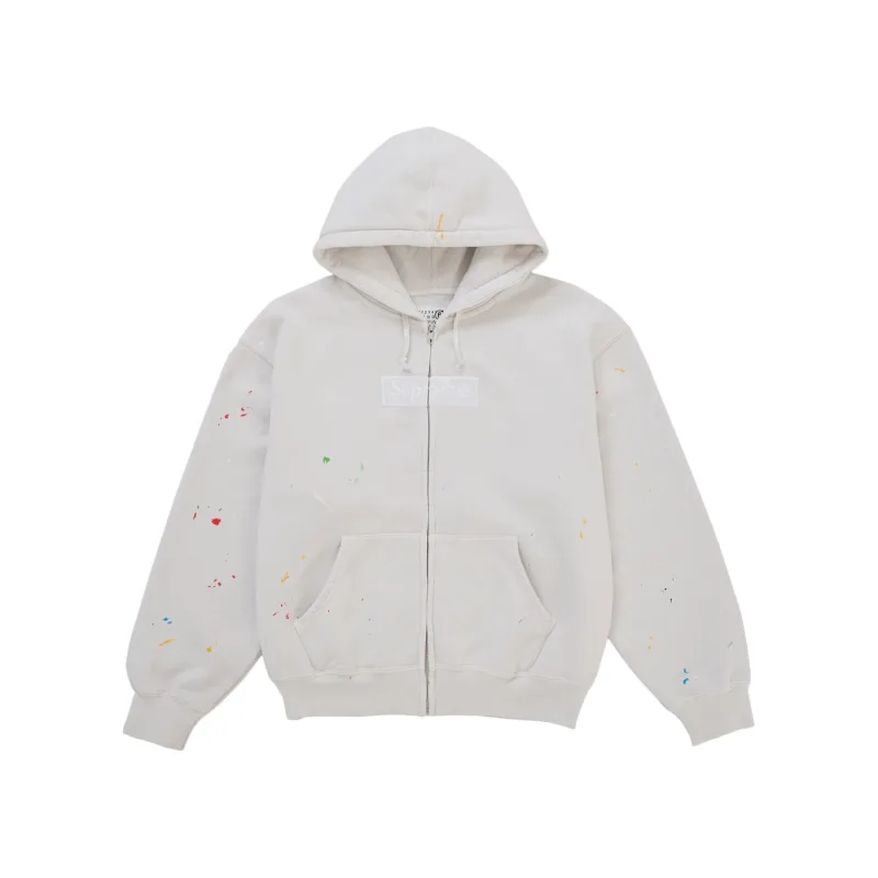 Supreme MM6 Maison Margiela Box Logo Zip Up Hooded Sweatshirt White - M