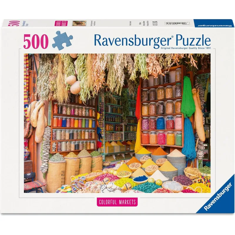 Puzzle Ravensburger 500 dielikov Farebné trhoviská: Korenie a bylinky, Maroko