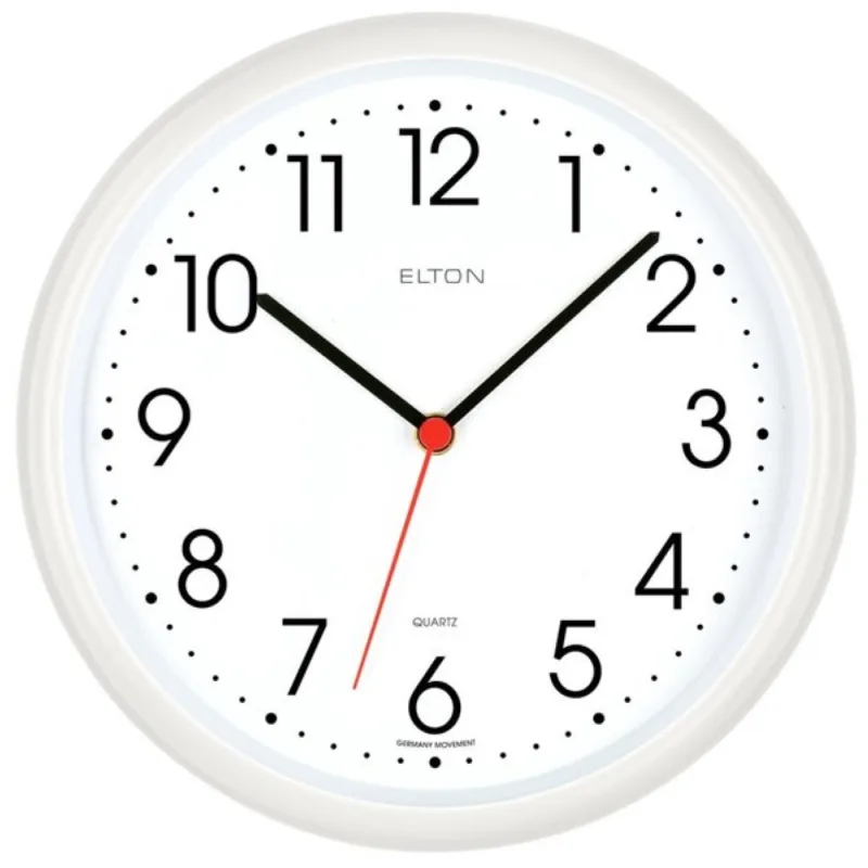 ELTON Kulaté plastové nástěnné hodiny české výroby Elton Minor – bílé E21.4757.00.000742