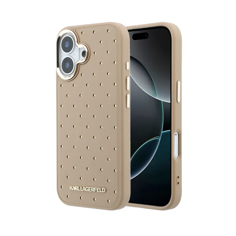 Karl Lagerfeld PU Perforated Gold Dots MagSafe kryt iPhone 17 béžový…