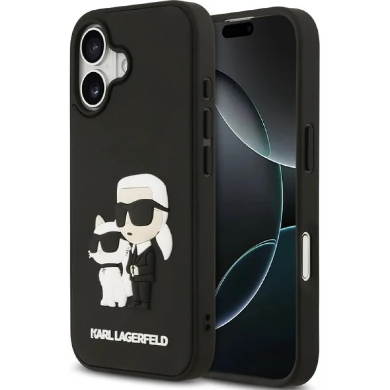 Karl Lagerfeld 3D Rubber Karl and Choupette kryt iPhone 17 čierny