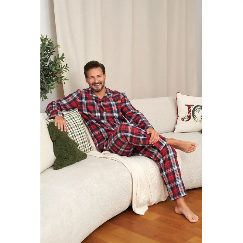 Pánske flanelové pyžamo Cozy time kockované XL