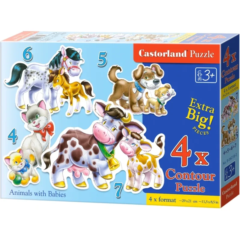 Castorland Baby puzzle Zvieratká s mláďatami 4v1 (4,5,6,7 dielikov)