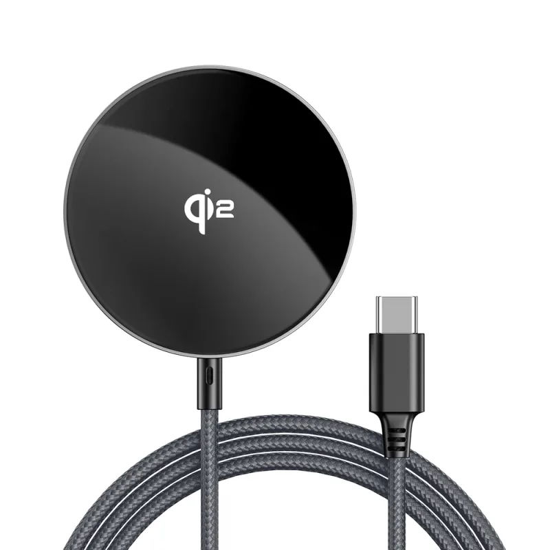 Acefast E24 Qi2 15W magnetická indukčná nabíjačka s 1,2 m káblom USB-C – čierna
