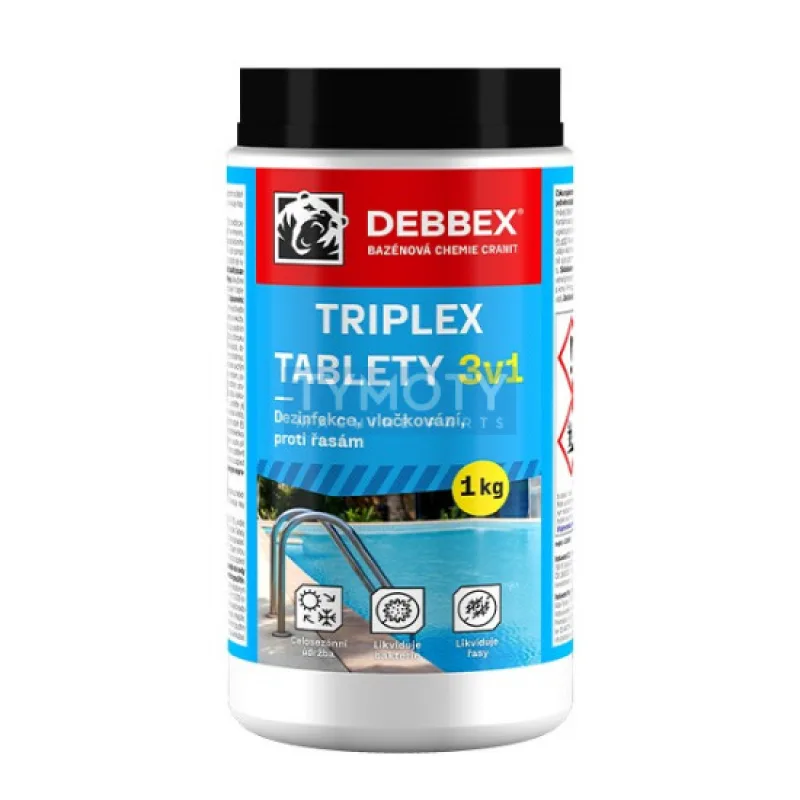 Debbex Cranit Triplex tablety - dezinfekcia, proti riasam, vločkovanie - 1 kg modrastá, dóza