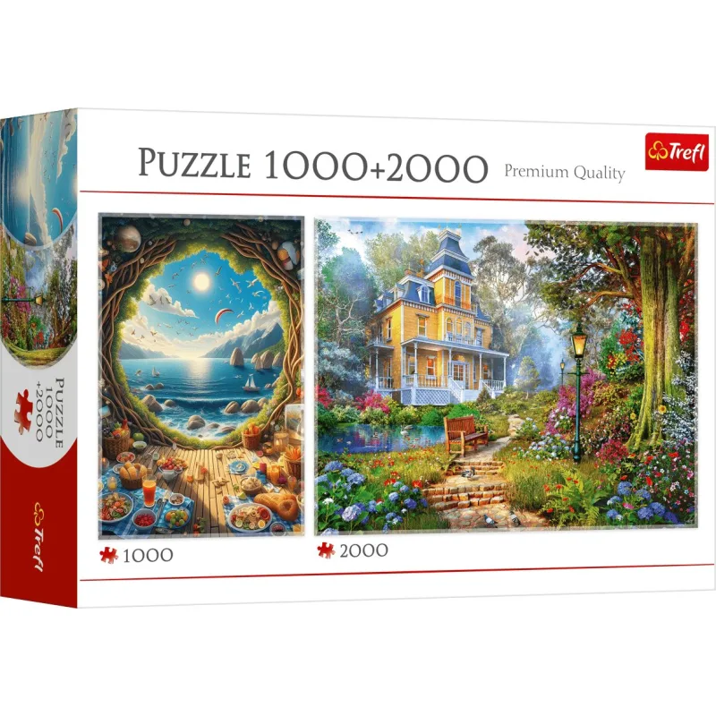 Sada 2 puzzle Trefl 1000 + 2000 dielikov More a Letné sídlo