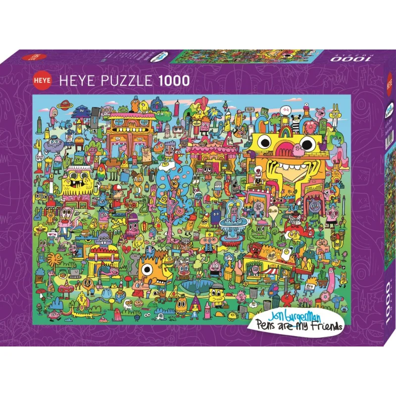 Puzzle Heye 1000 dielikov Pens are my Friends: Doodle Village