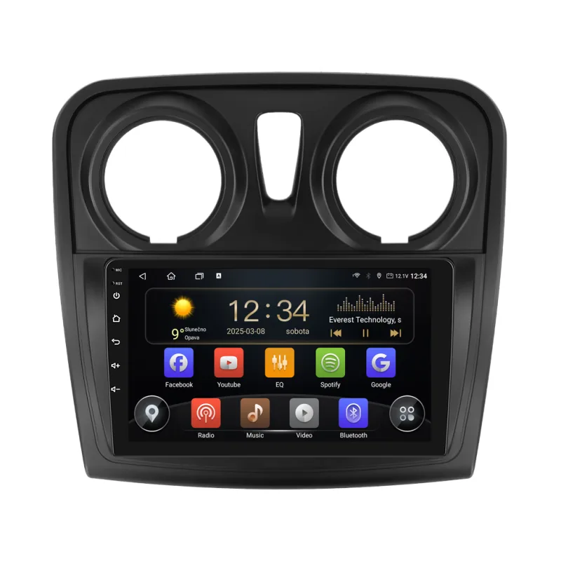 Isudar 2DIN autorádio T75-IEV158 Android, Dacia Logan II, Sandero II s kulatými průduchy T75-UN08M/A7105