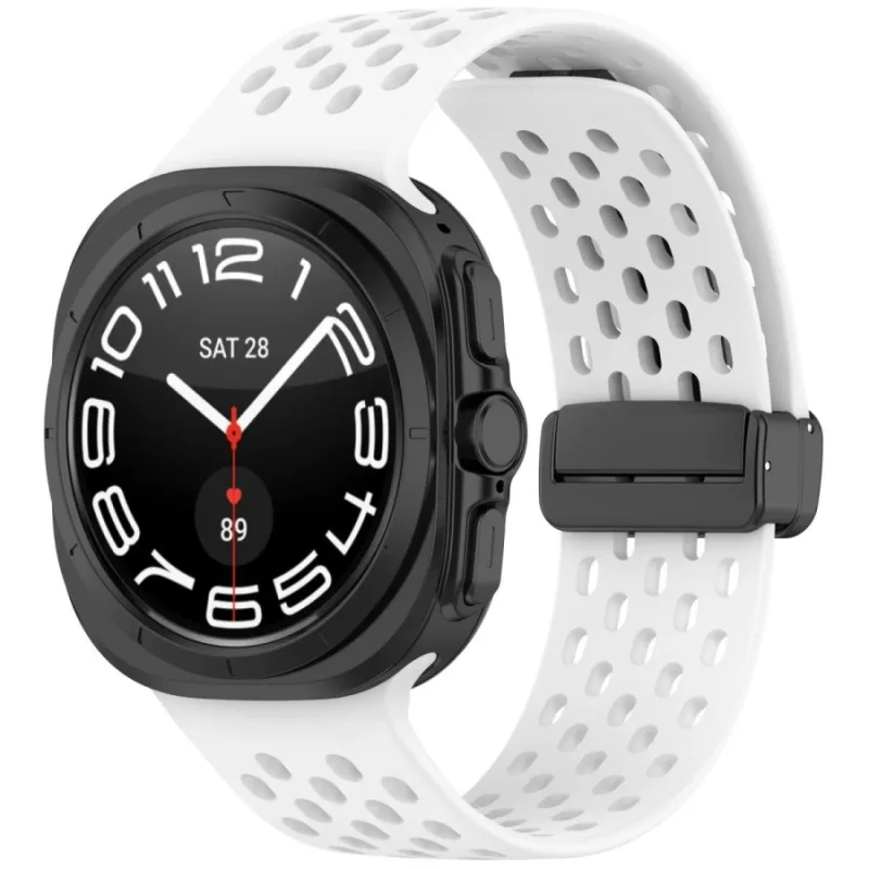 Silikonový dírkovaný řemínek s magnetickou přezkou pro Samsung Galaxy Watch Ultra 47 mm - Bílý ESES 1530006207
