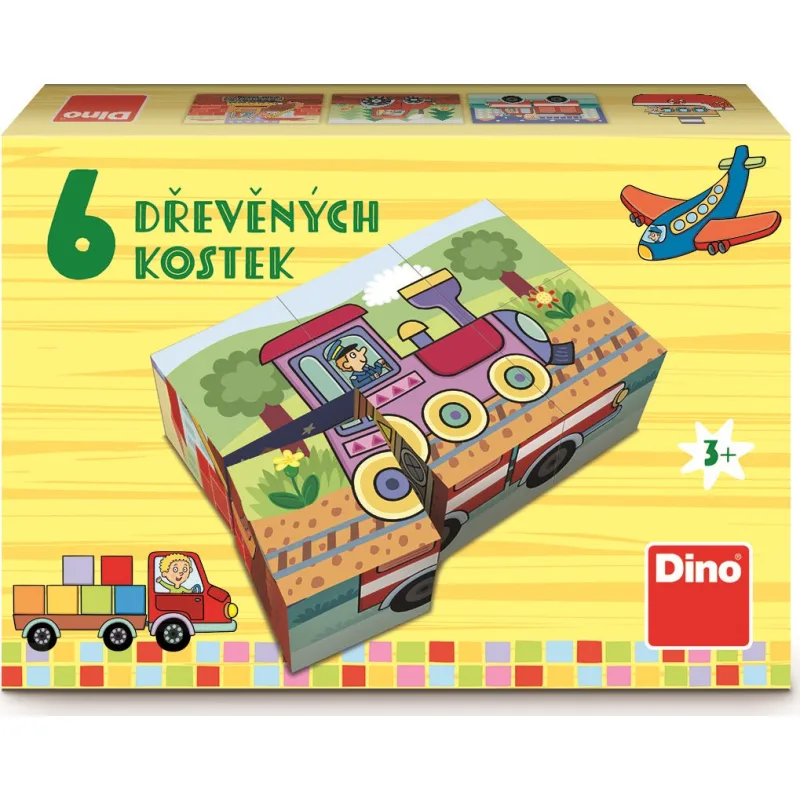 DINO Obrázkové kostky Dopravní prostředky, 6 kostek