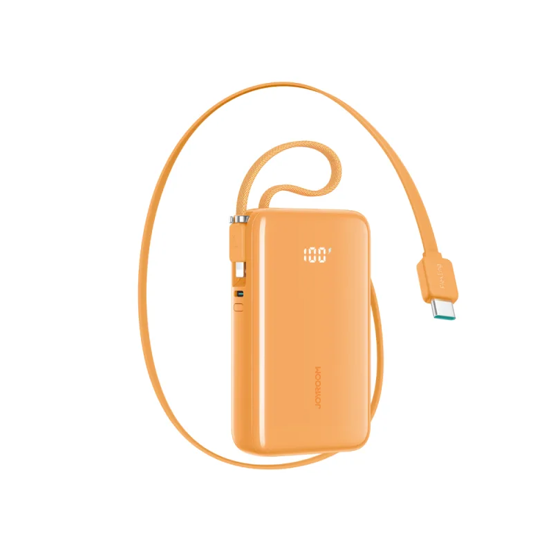 Powerbanka Joyroom JR-PR2 35 W 10 000 mAh so vstavaným USB-C a Lightning káblami – oranžová