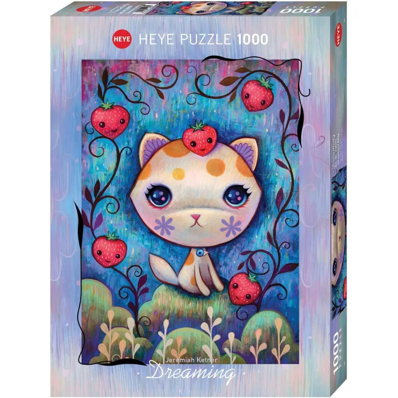 Puzzle Heye 1000 dielikov Jeremiah Ketner - Dreaming: Jahodové mačiatko