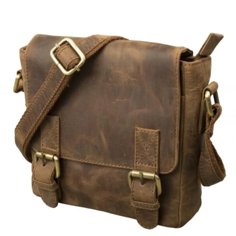 Malá Kožená Crossbody Taška s chlopňou IMPEX - olejovaná hovädzia koža Hunter 23x24x6cm Veľkosť: UNI