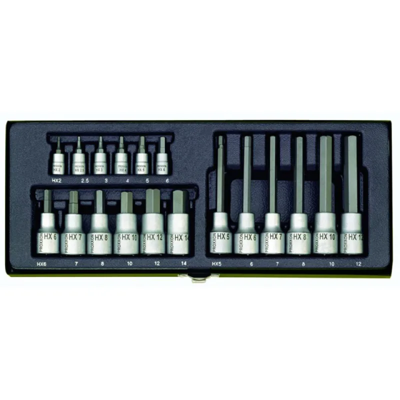 Sada inbusových hlavíc PROXXON 6-hran 18-dielna 1/4" a 1/2" 23100
