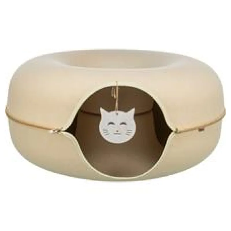 Filcová boudička - donut, ø 60 cm, s hračkou, béžová 1 ks