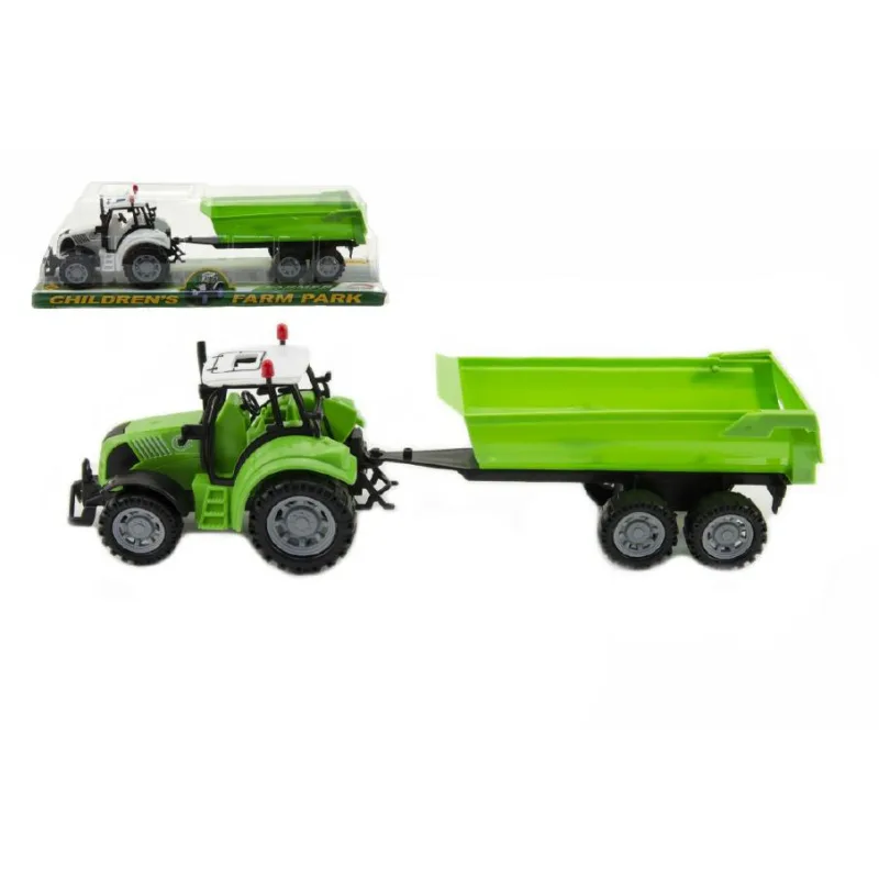 Teddies Traktor s vlekom a výklopkou plast 35cm asst 3 farby na zotrvačník v blistri