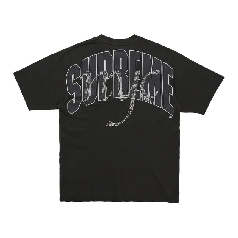Supreme Rhinestone Script S/S Top Tee Black - L