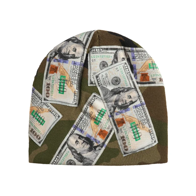 Supreme Money Beanie Woodland Camo Green - OS