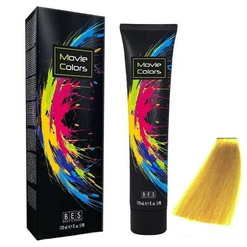 BES Movie Colors Yellow Fluo - gélová farba na vlasy bez amoniaku 170ml - žltá