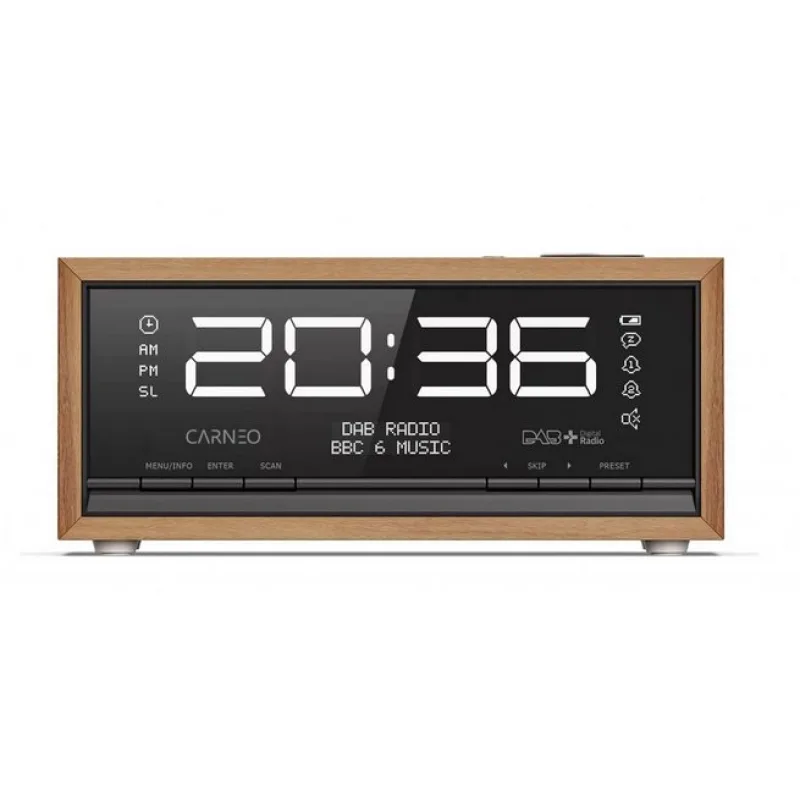 CARNEO C100, rádio DAB+, FM, BT, budík, OLED, drevo