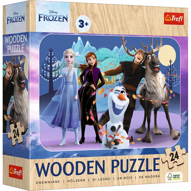 Trefl Drevené puzzle Ľadové kráľovstvo: Úžasné kráľovstvo 24 dielikov
