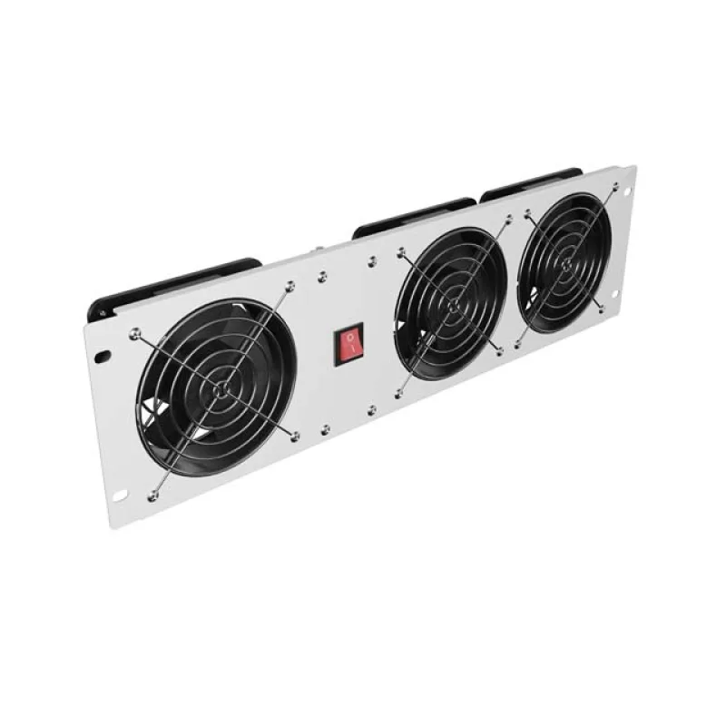 VERTIKÁLNÍ VENTILAČNÍ PANEL 19" 3U PRO RACK TŘI VENTILÁTORY 230V ŠEDÝ LANBERG AK-1506-S