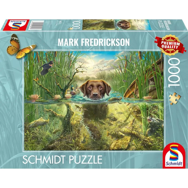Puzzle Schmidt 1000 dielikov Čokoládový labrador sa chladí vo vode