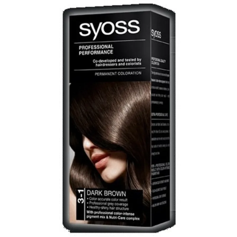 SYOSS Professional Permanentná farba na vlasy Dark Brown - tmavo hnedá 3-1