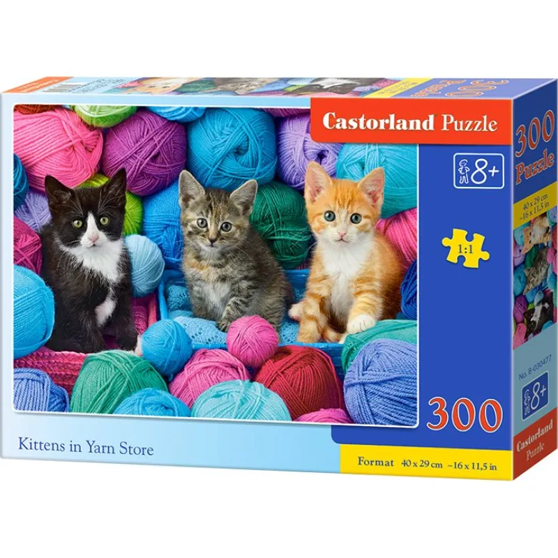 Castorland Puzzle Mačiatka v obchode s pletacou priadzou 300 dielikov